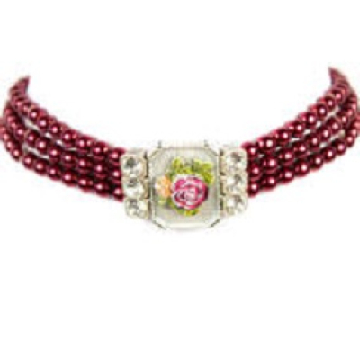 Preview: 1 hübsches Set: Perlenkropfkette mit passendem Armband von Alpenwahn, rot