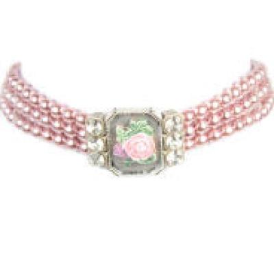 Preview: 1 hübsches Set: Perlenkropfkette mit passendem Armband von Alpenwahn, rosa