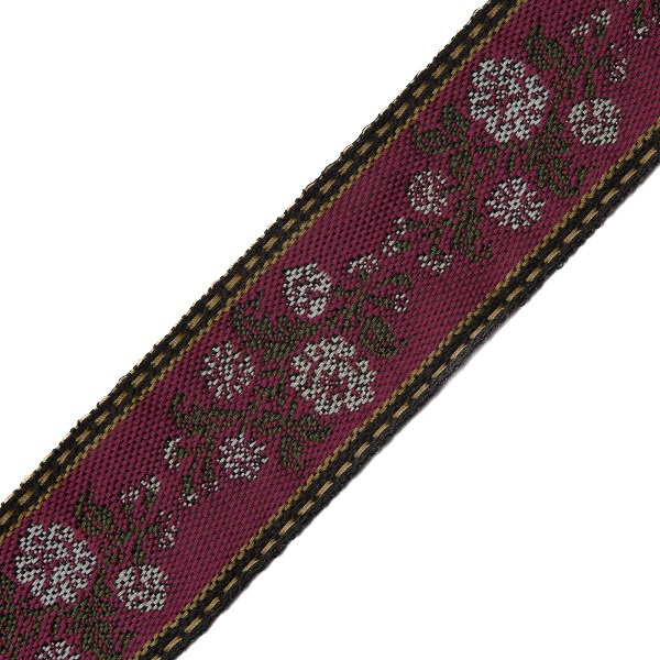 Webband, "Rose", schwarz-magenta-pink-khaki, ca. 4 cm