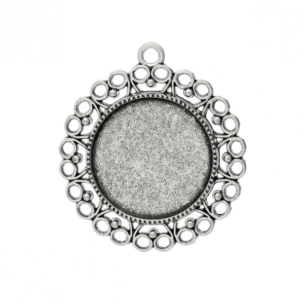 3 Fassungen für 25 mm Cabochons, antik-silberfarben