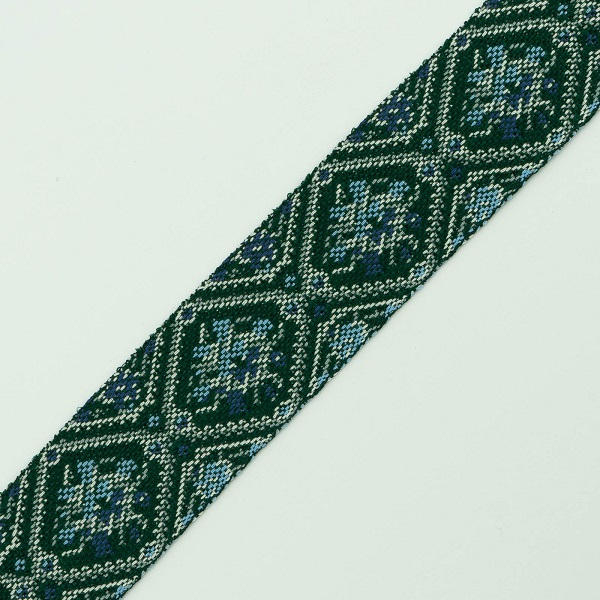 Webband, grün-dunkelblau-hellblau-grau, ca. 3,6 cm