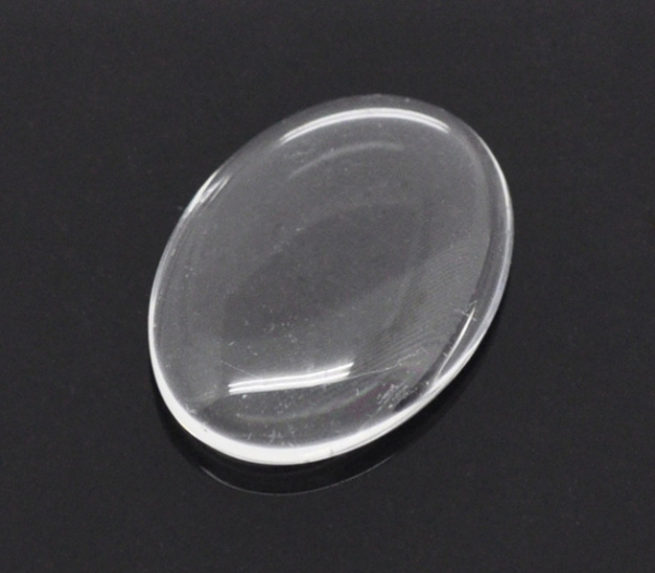 10 ovale Glascabochons, klar, 18 x 13 mm
