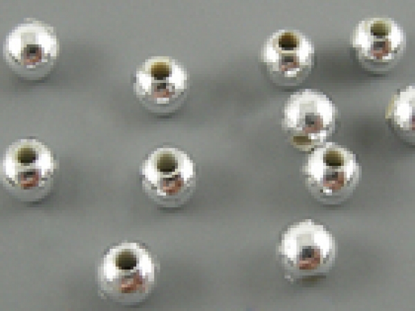 ca. 100 kleine runde Kunststoffperlen, silberfarben, 3 mm
