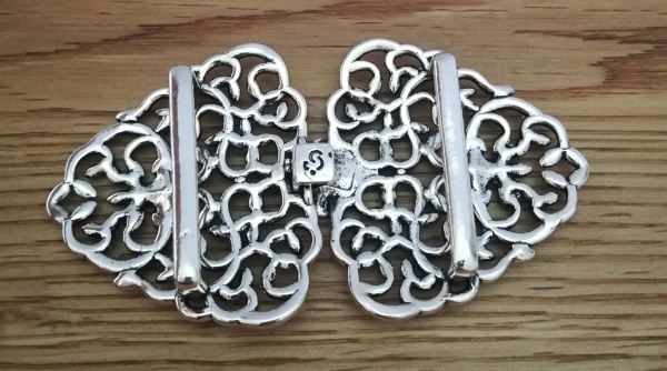 1 Schließe, Dirndlschließe, Schürzenschließe, antik-silberfarben