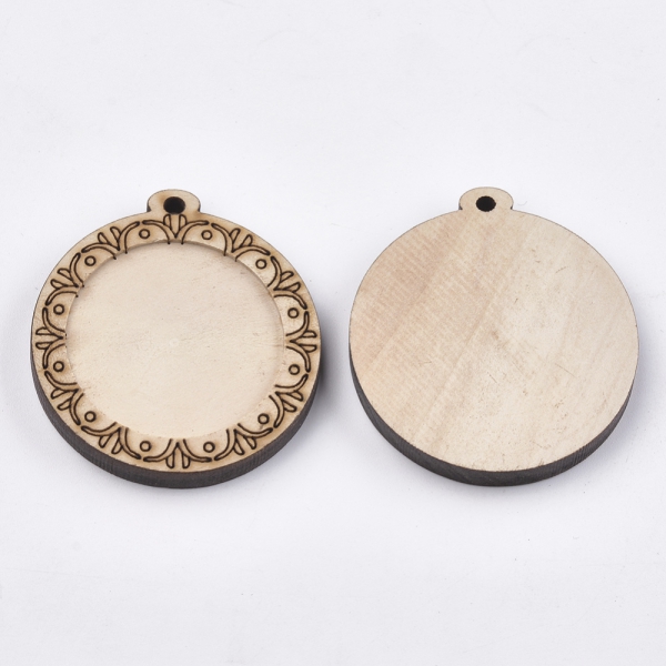 3 Anhänger-Fassungen aus Holz für 25 mm Cabochons
