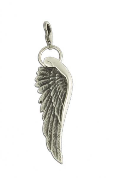 1 Anhänger Engelsflügel groß, Alpenflüstern, antik-silberfarben