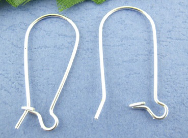 50 Ohrhaken, silberfarben, ca. 11 x 24 mm