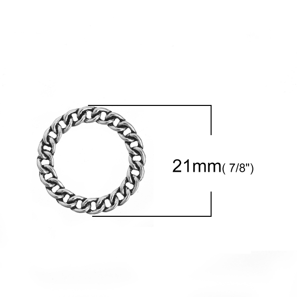 10 Ringe / Verbinder, 21 mm, antik-silberfarben
