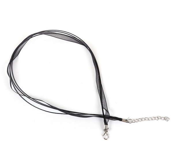 10 Organza Halsbänder, schwarz
