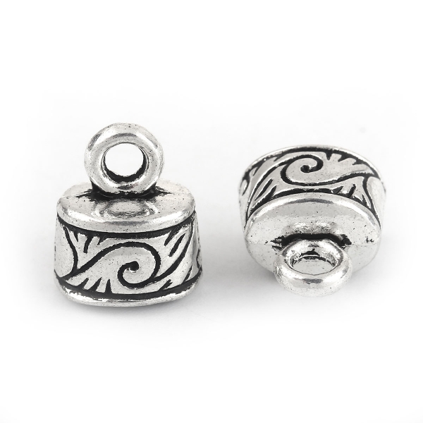 10 Endkappen, 12 x 10 mm, antik-silberfarben