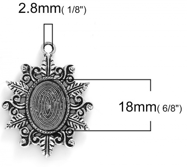3 ovale Fassungen für 18 x 13 mm Cabochons, antik-silberfarben