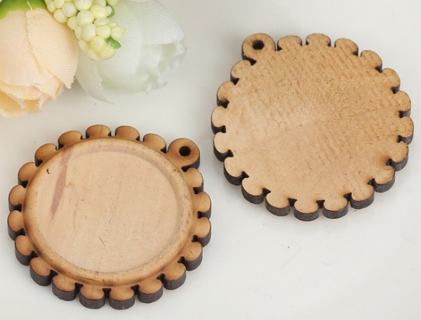 3 Anhänger-Fassungen aus Holz für 25 mm Cabochons