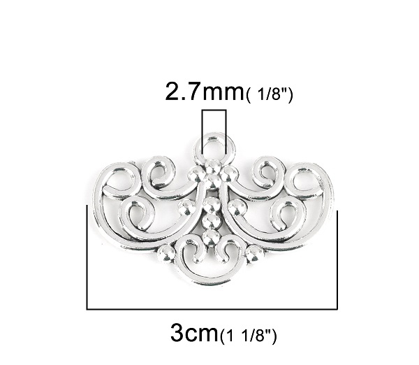 3 Verbinder,  3 x 2cm, antik-silberfarben