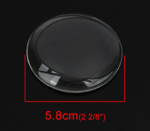 1 runder Glascabochon, klar, 58 mm