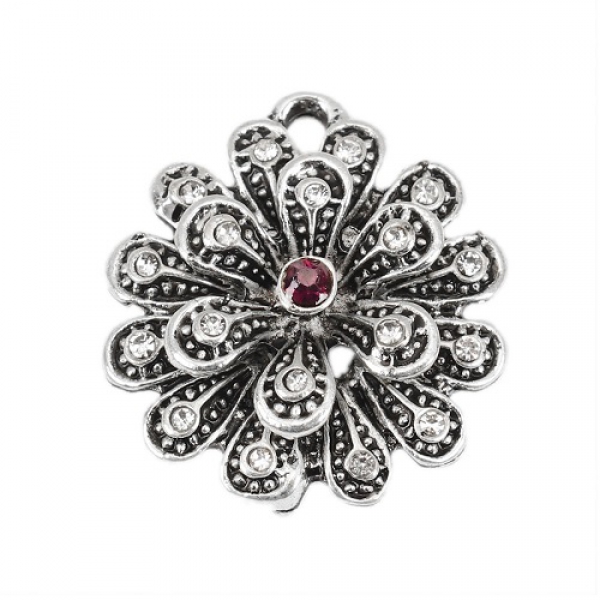 1 Verbinder  Blume, 21 mm, antik-silberfarben