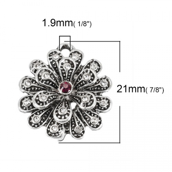 1 Verbinder  Blume, 21 mm, antik-silberfarben