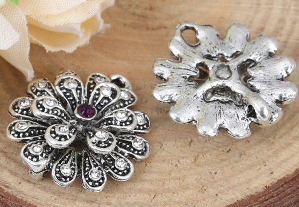 1 Verbinder  Blume, 21 mm, antik-silberfarben