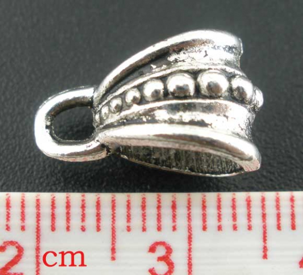 10 Collierschlaufen, antik-silberfarben, 15 x 9 mm