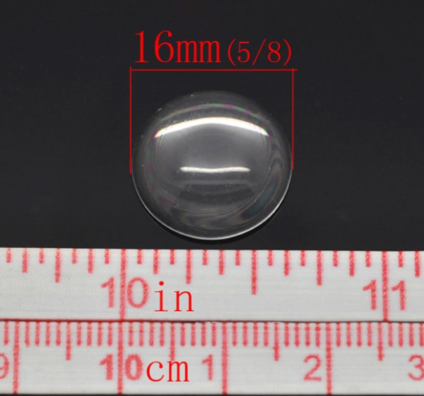 10 runde Glascabochons, klar, 16 mm