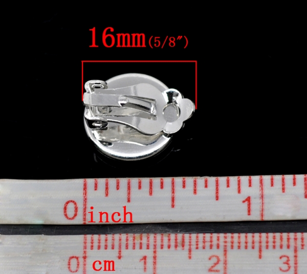 1 Paar Ohrclips mit Fassungen für 12 mm Cabochons, silberfarben