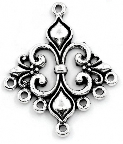 3 Verbinder,  36 x 30 mm, antik-silberfarben