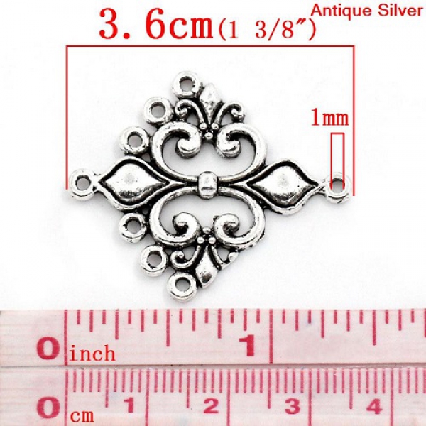 3 Verbinder,  36 x 30 mm, antik-silberfarben