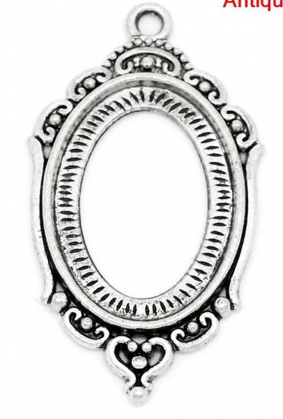 3 ovale Fassungen für 25 x 18 mm Cabochons, antik-silberfarben