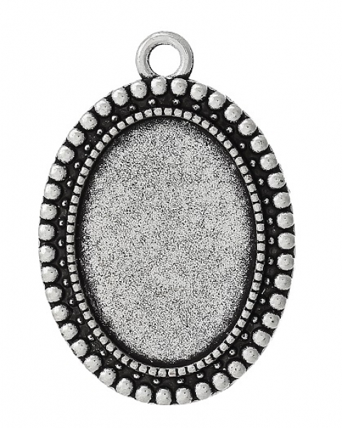 3 ovale Fassungen für 25 x 18 mm Cabochons, antik-silberfarben