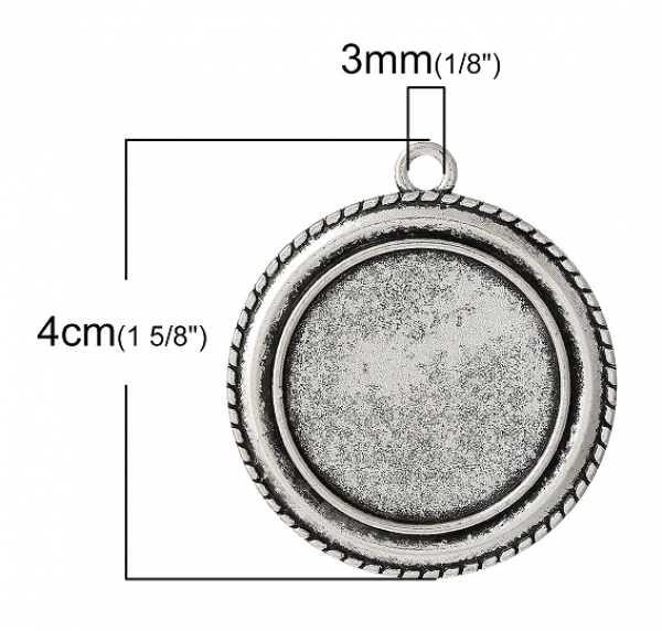 3 Fassungen für 25 mm Cabochons, antik-silberfarben