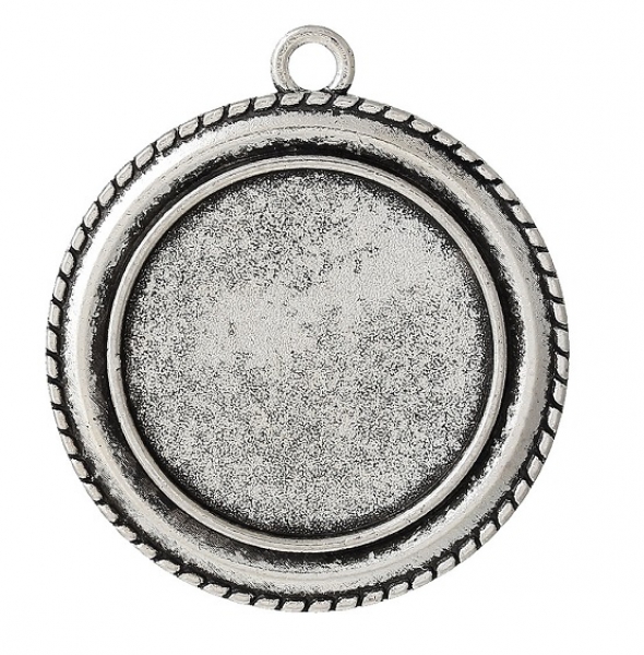 3 Fassungen für 25 mm Cabochons, antik-silberfarben