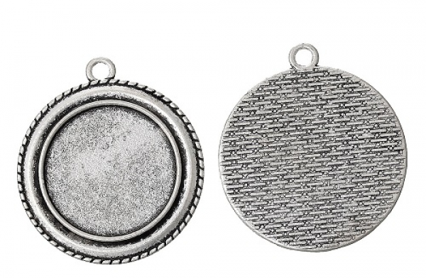 3 Fassungen für 25 mm Cabochons, antik-silberfarben
