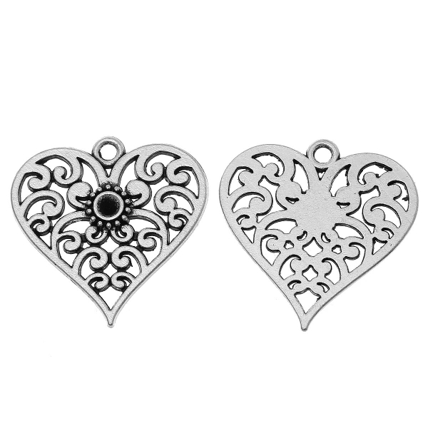 5 Herz-Anhänger, ca. 2,5 cm