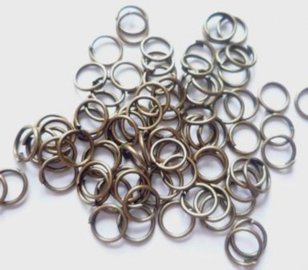 ca. 100 dünne Biege- und Binderinge, bronzefarben, 6 mm
