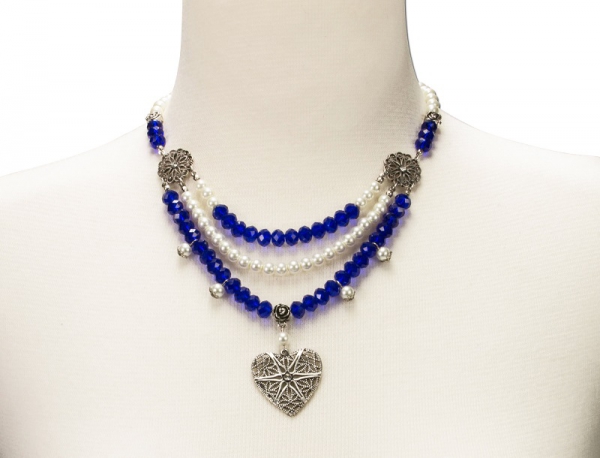1 Perlen-Collier "Elisabeth" von Alpenflüstern, blau