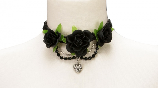 1 Blüten-Collier "Celine" von Alpenflüstern, schwarz