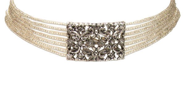 1 Perlenkropfkette Edelweiß-Ornament, klar-kristall,  von Alpenflüstern