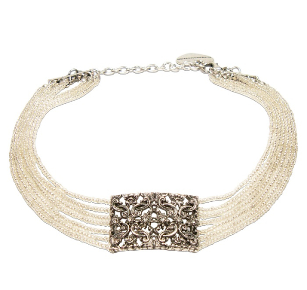 1 Perlenkropfkette Edelweiß-Ornament, klar-kristall,  von Alpenflüstern