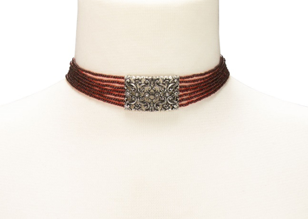 1 Perlenkropfkette Edelweiß-Ornament, rot,  von Alpenflüstern