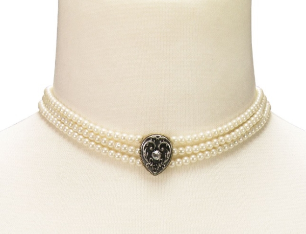 1 Perlen-Kropfkette "Adela" von Alpenflüstern in creme-weiß