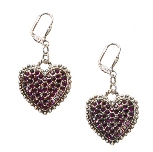 Ohrhänger Glitzerherzerl, lila-violett, von Alpenflüstern