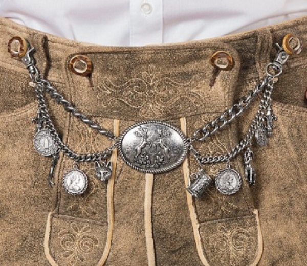 1 Lederhosen-Charivari "Ferdi" von Alpenflüstern, altsilber-farben