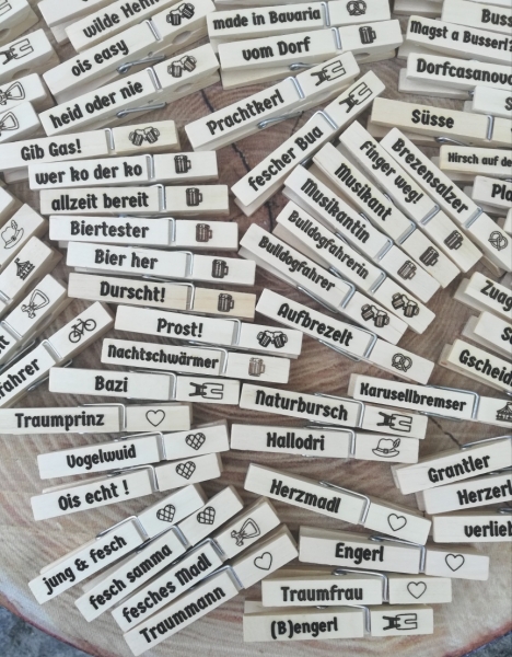 1 Wäscheklammer mit Spruch, Glupperl, Glubberl