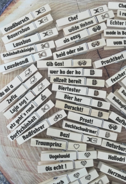 1 Wäscheklammer mit Spruch, Glupperl, Glubberl