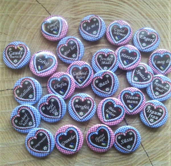 50 "Sprüche" - Buttons, 32 mm - Mischung