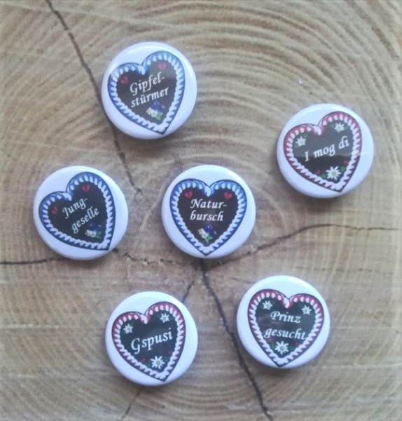 50 "Sprüche" - Buttons, 32 mm - Mischung