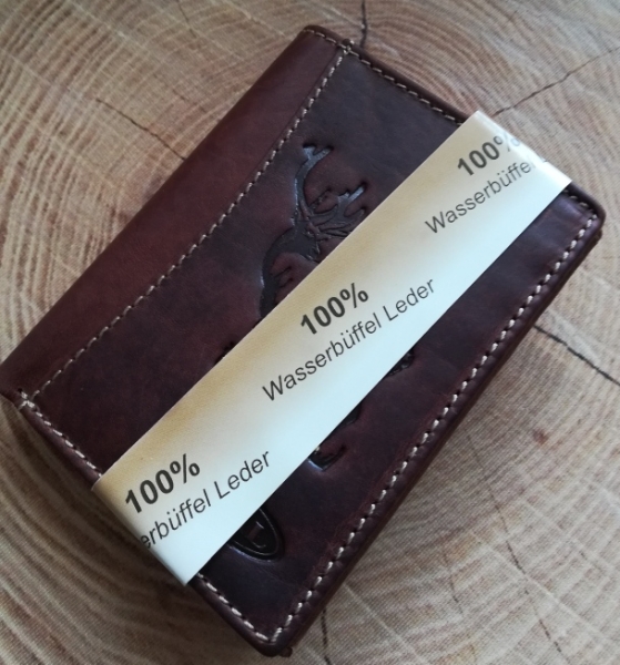 1 Geldbörse "Hirsch", braun, Wasserbüffelleder