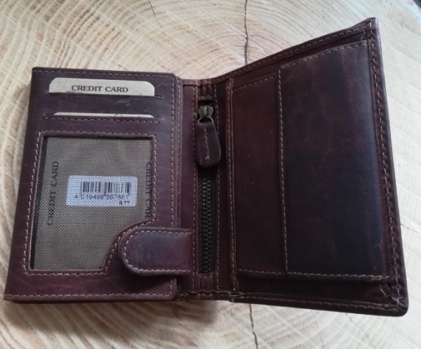 1 Geldbörse "Hirsch", braun, Wasserbüffelleder