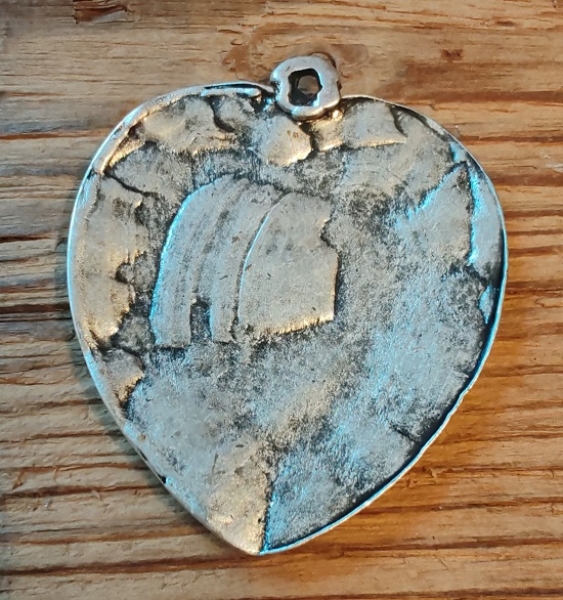 1 großer Herz-Anhänger, ca. 5 cm, antik-silberfarben