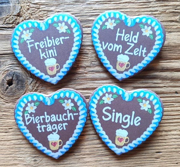 50 Herzbuttons "Lebkuchenherz", bunte Mischung, ca. 57 x 54 mm, Angebot für Wiederverkäufer, Vereine etc.