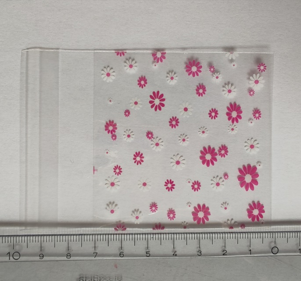 ca. 100 Folienbeutel, ca. 10 x 6,9 cm, Cellphanbeutel, Blümchenmuster, selbstklebend